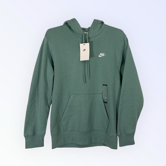 Nike Other - Nike‎ Hoodie Club Fleece Long Sleeve Pullover Solid Green Logo MENS SMALL